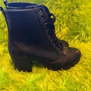 Black Lace-Up Ankle Boots
